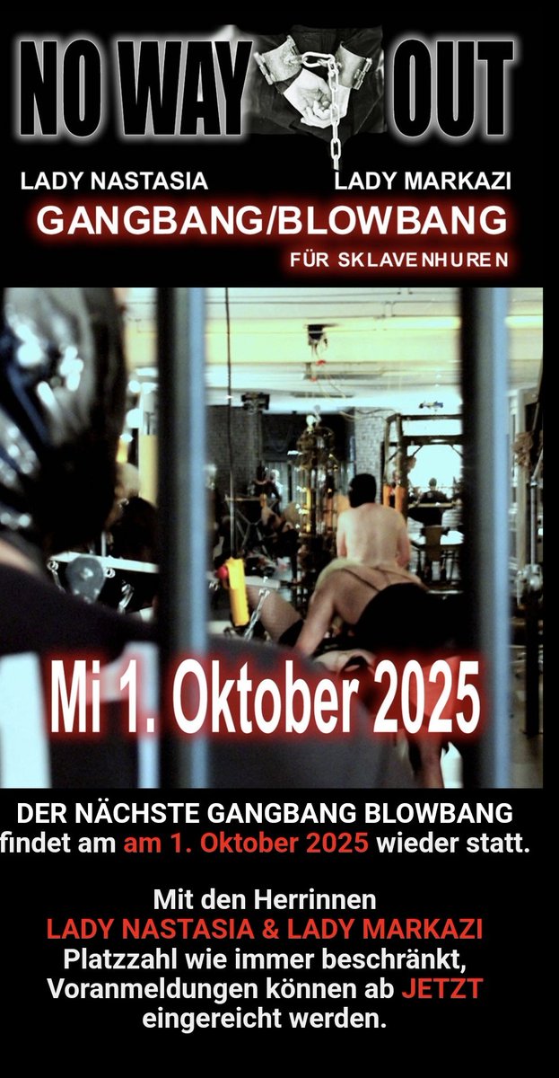 Am 1. Oktober 2025 wird es heiß!
Zusammen mit meiner Freundin Lady Markazi erwarte ich euch zu einem Erlebnis, das keine Grenzen kennt – intensiv, hemmungslos und unvergesslich.
Wer dabei sein will, sollte sich seinen Platz schnell sichern!
<a href="/DerFemDom/">DER FEMDOM ZÜRICH 🔞 The only account !</a> 
<a href="/LadyMarkazi/">Lady Markazi 29.09-01.10 Zurich</a>