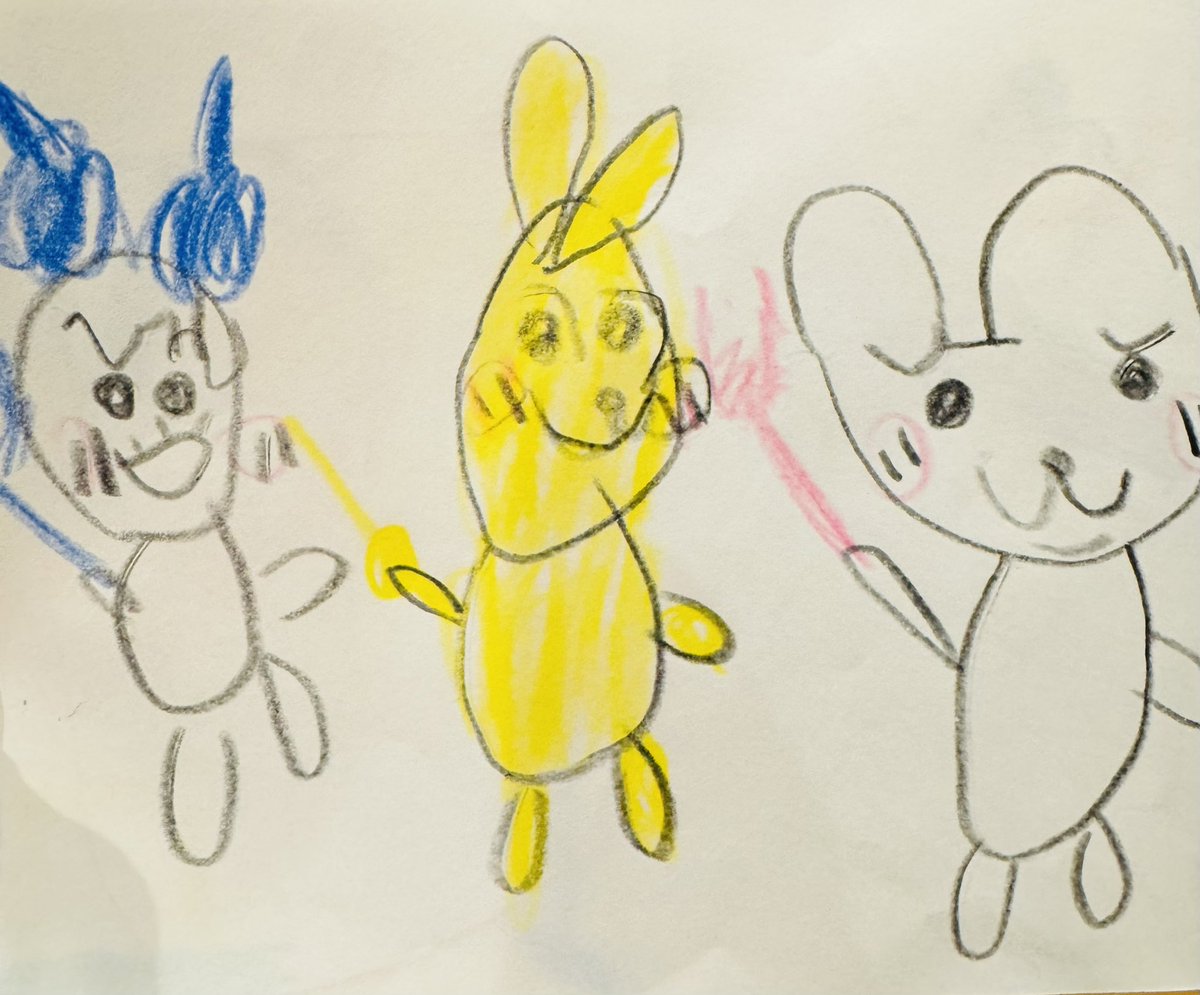 はちわれ　うさぎ　ちいかわです。
(娘画)