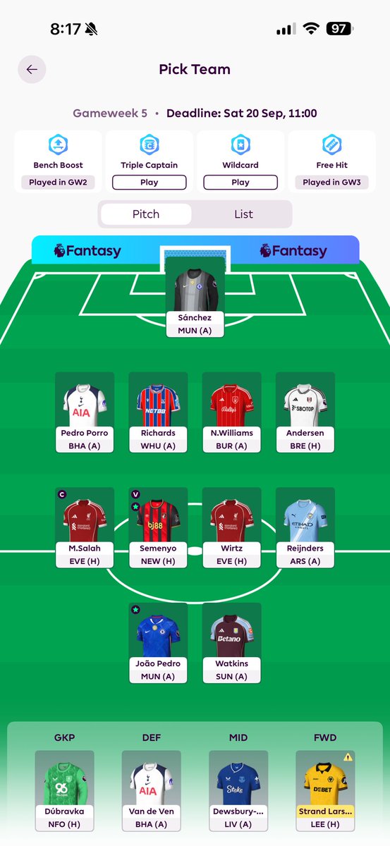 AidyDay94's tweet photo. @_FPLtips Any recommended transfers or roll it? https://t.co/9SgOtTG1in