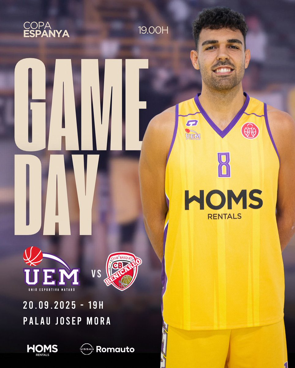 🚨 𝗚𝗔𝗔𝗔𝗔𝗔𝗔𝗠𝗘𝗗𝗔𝗬 𝗔𝗟 𝗣𝗔𝗟𝗔𝗨! x2!!

🤟🏻 Tornem al Palau! La Copa es juga a Mataró!

🏀 19h | #CopaFEB
🟡 Mataró Homs 🆚 Benicarló
🏠 Palau Josep Mora
🖥️ En directe per @laligaplus 

⚠️ Recordeu que per entrar al partit és necessari tenir l’abonament de temporada o