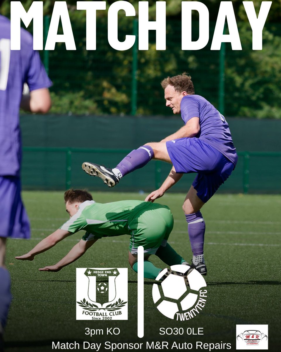 TwentyTenfc's tweet photo. Match day
Hedge End Town V TwentyTen Fc
ποΈ Saturday 20th September
ποΈ Norman Rodaway Sportsfield
Heath House Lane, Hedge End, Southampton, Hampshire SO30 0LE
π Kick-off: 3 PM
Our Match Day Sponsor M & R Auto Repairs
@HantsLeague
#TwentyTenFC #basingstokefootball https://t.co/Faj3gjCeMm
