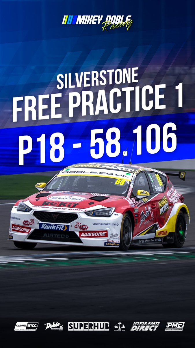MikeyDoble's tweet image. FP1 Results at @SilverstoneUK 

@DobleHonda @UKPMR @LegalMotorsport @wearesuperhub @MotorPartsDir 

#88ARMY #btcc #Motorsport #TouringCars