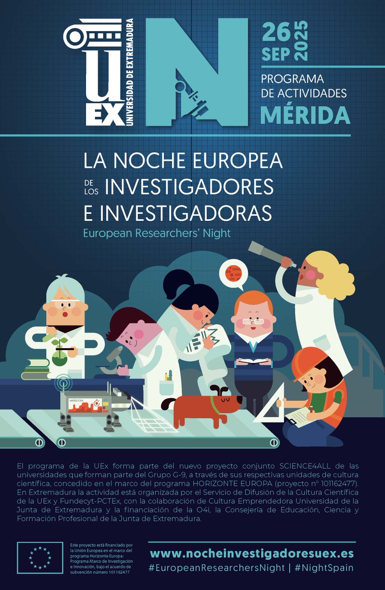 Instituto de Arqueología-Mérida (IAM-CSIC) (@iam_csic) on Twitter photo 🌙 ¡El viernes 26 de septiembre vuelve a Mérida la #EuropeanResearchersNight!
Desde las 18:00 hasta las 21:30h, el Templo de Diana se llenará de ciencia y diversión para todas las edades. 🌙 ¡El viernes 26 de septiembre vuelve a Mérida la #EuropeanResearchersNight!
Desde las 18:00 hasta las 21:30h, el Templo de Diana se llenará de ciencia y diversión para todas las edades.