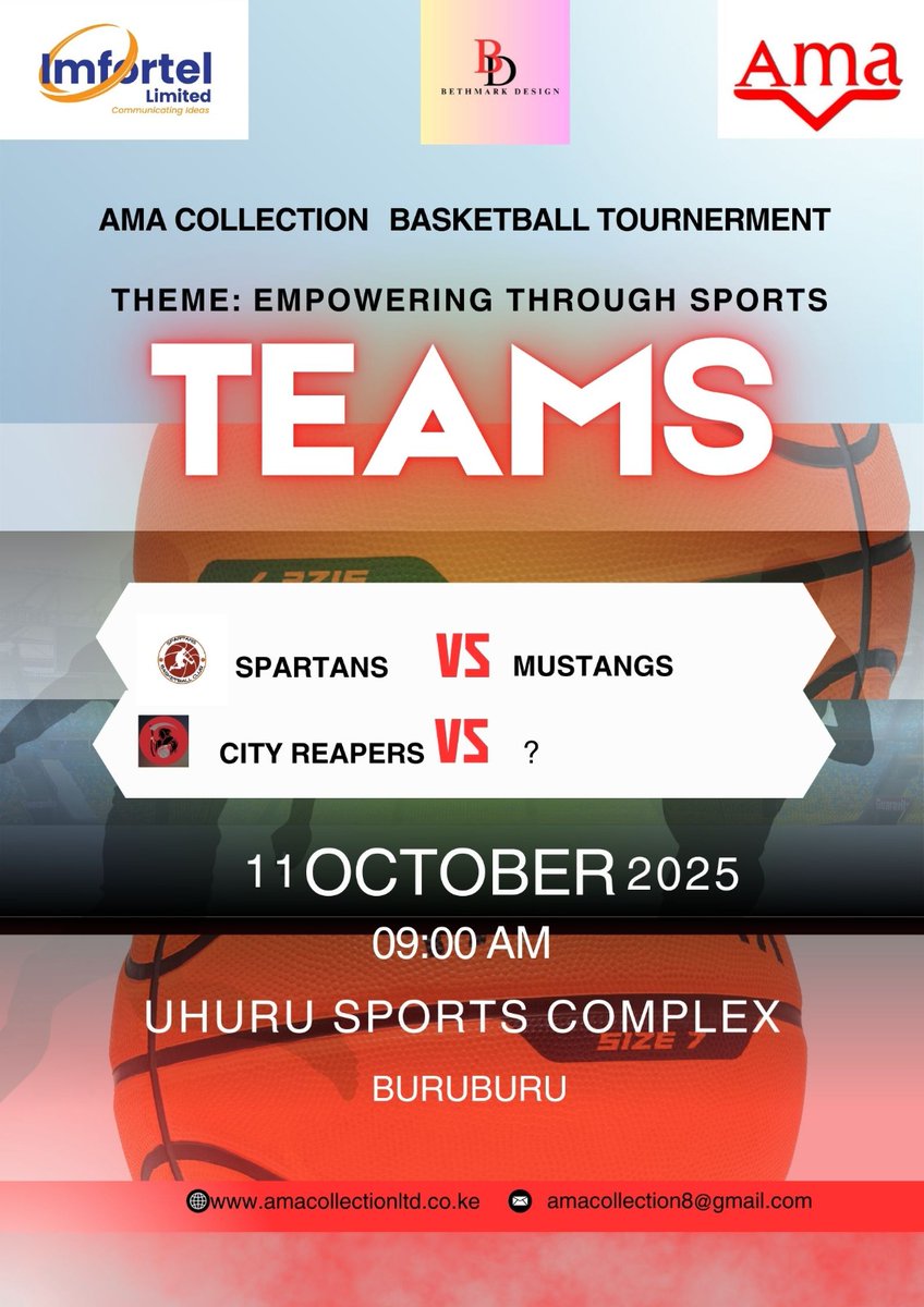The Mnur Feruz (Muhammad Noor) (@mnurferuz) on Twitter photo 🏀 Ama Collection Basketball Tournament is here 🏀
~ One team remaining. Let it be you !
| Bring the energy and vibes |
#NairobiHoops2025 #itspossible
<a href="/Amacolection96/">Ama Collection LTD</a> <a href="/Imfortel_Ltd/">Imfortel Ltd</a>
Theme: Empowering Through Sports 🏀 Ama Collection Basketball Tournament is here 🏀
~ One team remaining. Let it be you !
| Bring the energy and vibes |
#NairobiHoops2025 #itspossible
<a href="/Amacolection96/">Ama Collection LTD</a> <a href="/Imfortel_Ltd/">Imfortel Ltd</a>
Theme: Empowering Through Sports
