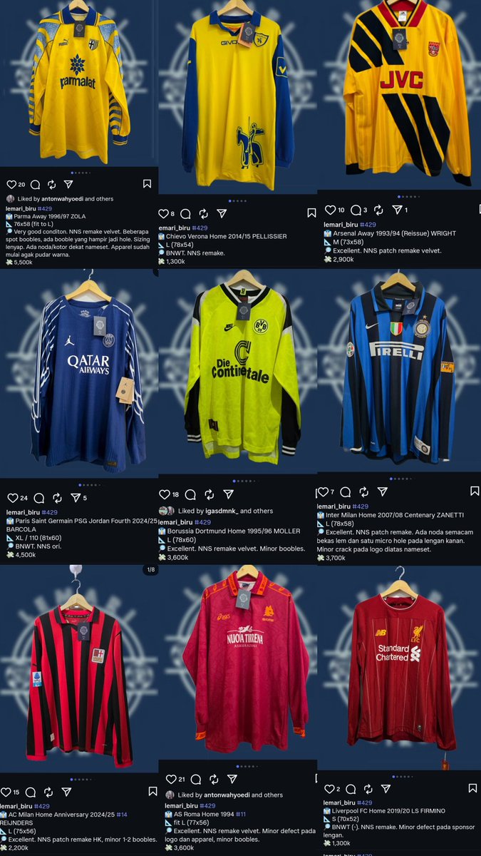 426 <a href="/Jerseyforum/">Si Paling Jersey</a> NEW DROPS LONGSLEEVE! Parma, Chievo, Inter, AC Milan, Arsenal, Liverpool, Dortmund, PSG dll 🤩

Detail di gambar / meluncur ke:

📷 IG instagram.com/lemari_biru
☎️  WA +6281110067132
#jersey4sale
