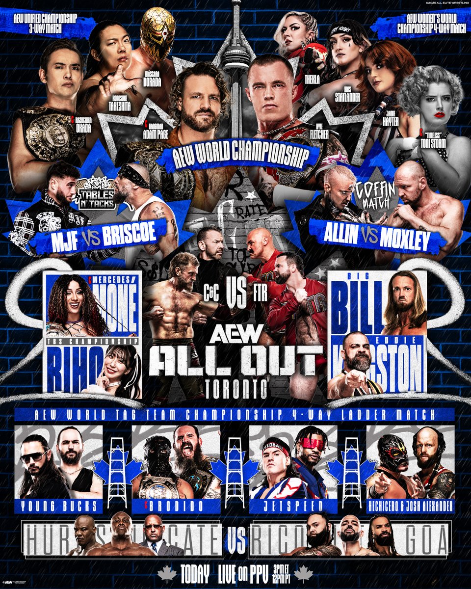 AEW's tweet image. TODAY!

#AEWAllOut comes to you LIVE from Toronto, Canada!

Tune in on HBO Max at 3pm ET/12 pm PT!