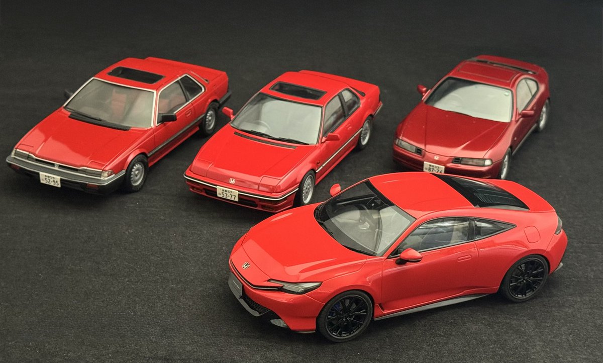 話題のタミヤのプレリュードを作って歴代モデルと並べてみた。