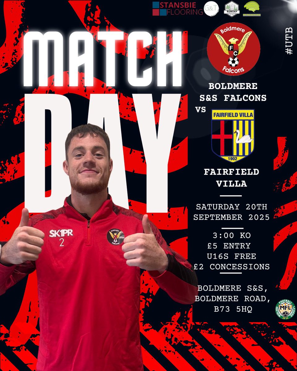 FalconsBoldmere's tweet image. 𝐌𝐀𝐓𝐂𝐇𝐃𝐀𝐘..

It’s Matchday #9 as we welcome @FairfieldVilla to Boldmere in a battle of 6th vs 7th. 

Both teams are on unbeaten streaks in the league, so it’s set up to be a very good game. 

Get down to support the Boldmere boys!

#UTB ❤️🖤