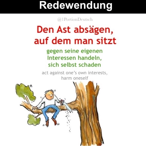 1PortionDeutsch's tweet image. #Redewendung #Wortschatz #Deutschlernen #LearnGerman #Deutsch #German

Manchmal sabotieren wir uns selber, dann sägen wir den Ast ab, auf dem wir sitzen.
Kennt ihr das auch?