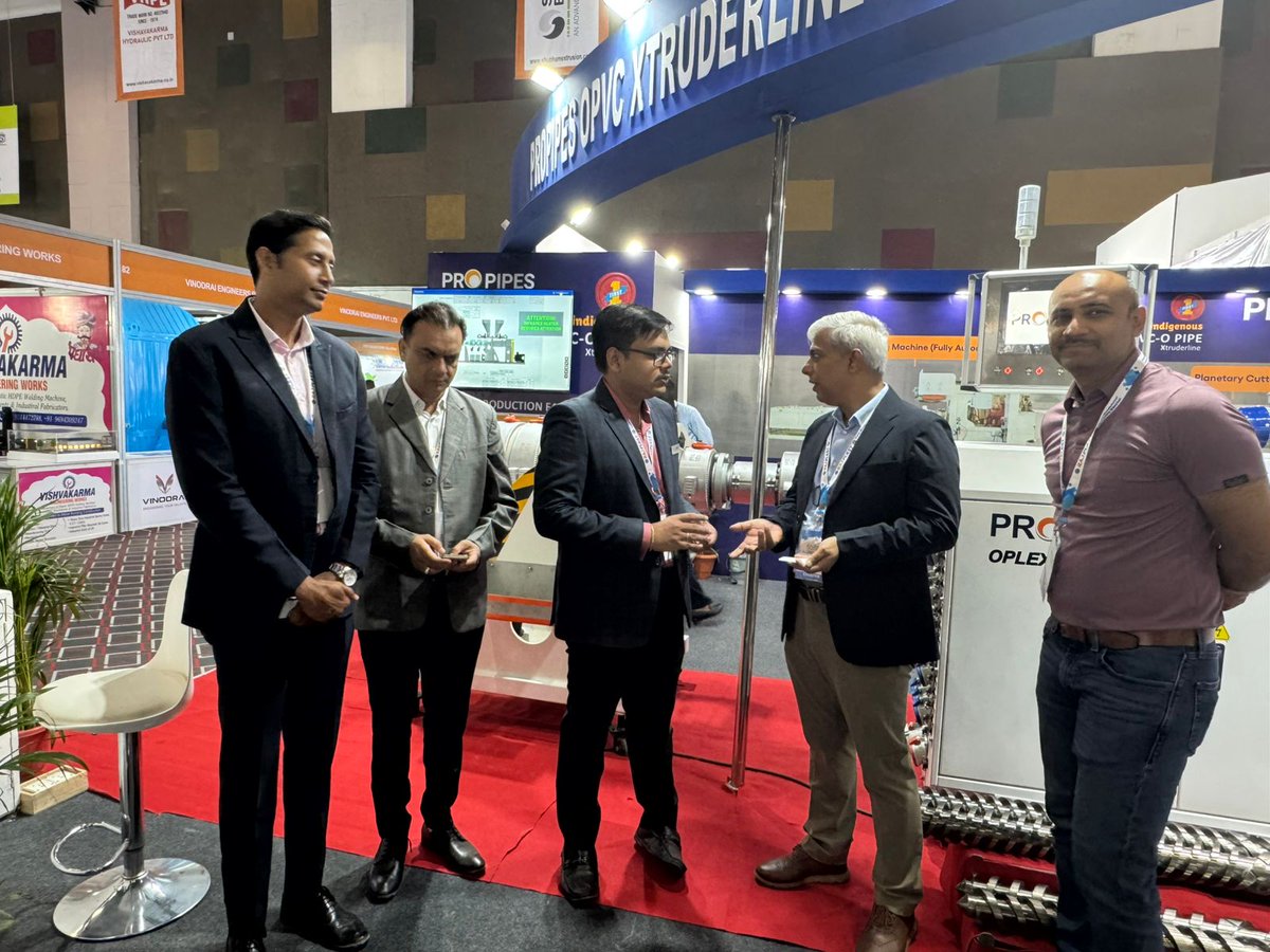 propipesXtruder's tweet photo. ๐ค A Big Thank You to Everyone Who Visited Us Today!
At Propipes, weโre excited to share our innovation โ state-of-the-art machinery for PVC-O pipe manufacturing, built for strength, flexibility, and sustainability.
#Propipes #RajplastExpo #PVCOPipes #MachineryExcellence https://t.co/dMxuQiFUdz