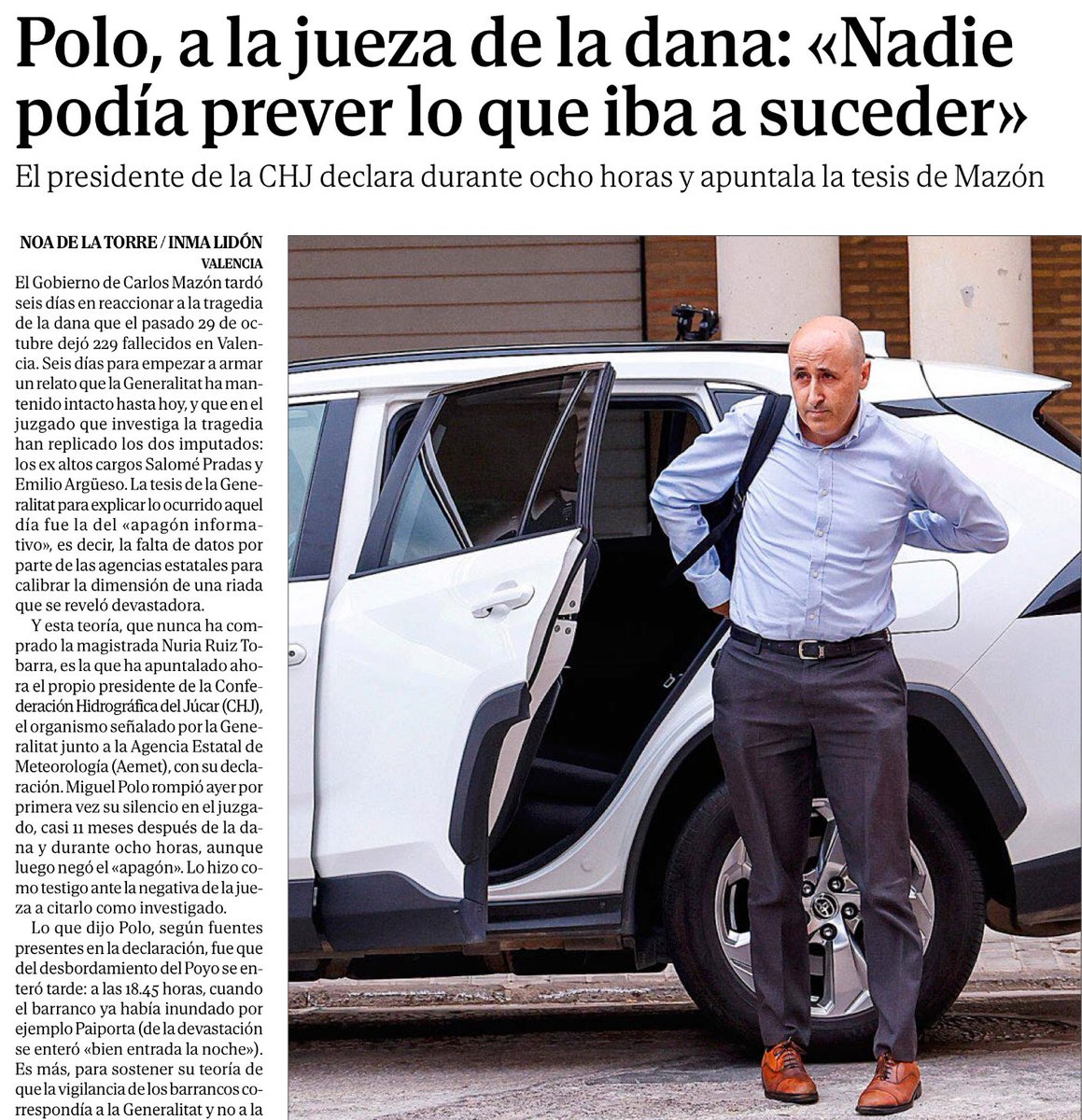 …

¿Cómo que nadie podía prever lo que sucedió?…

En tu sueldo, Miguel Polo, está incluida la prevención de sucesos como el de octubre pasado. 

Deberías dimitir de la presidencia de La CHJ. Como mínimo.
Luego están los juzgados.