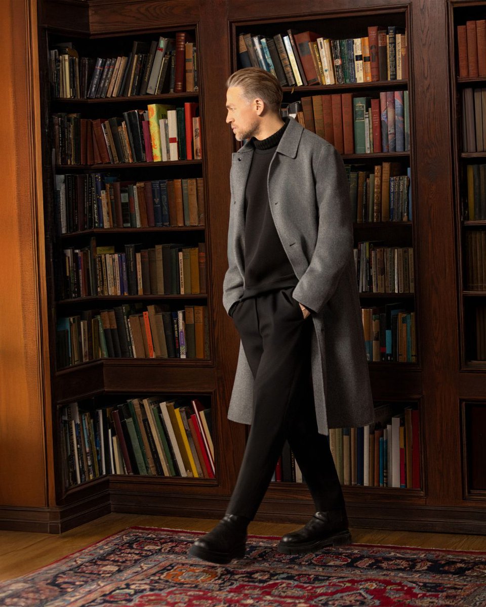 CHunnamFAN's tweet image. A couple more shots of Charlie modeling the Fall/Winter 2025 Collection for #MACKAGE.