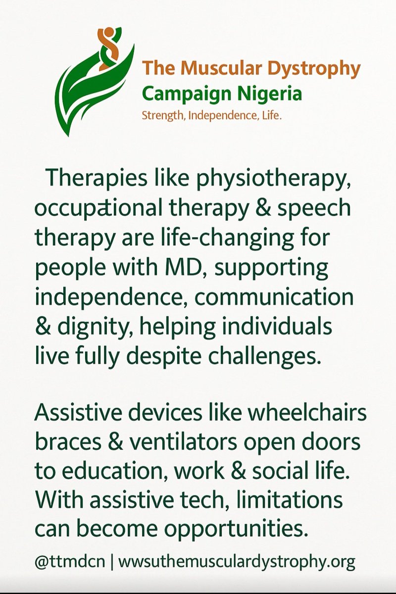 jucihart's tweet photo. Therapies for muscular dystrophy are essential for managing symptoms, maintaining function, and improving quality of life, while assistive technologies enhance independence and safety by compensating for muscle weakness and supporting functional abilities. https://t.co/606ZZEarj5