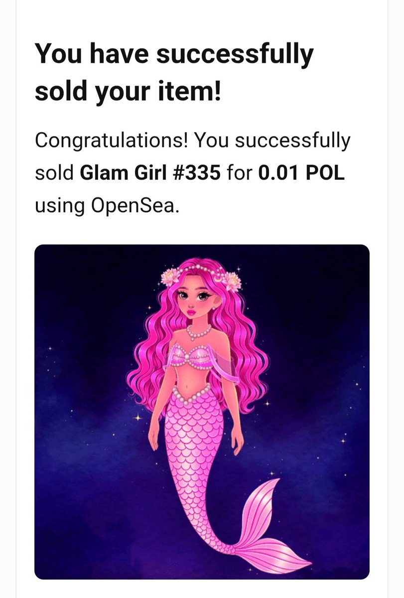 _GlamGirls_'s tweet photo. OMG😍 Waking up to this mail🥳🎉
GG #335 💖🧜‍♀️ has been sold to sweetheart @STCs8c8 🥰🤗
Thank yooou sooo much for your endless support dear🙏❤️
I can't express how much I appreciate it💜
I'm truly grateful 
Yayyyyy🤩
Happy weekend fam
#NFTs
#NFTCommunity 
#Polygon https://t.co/rWnPVm9vnZ