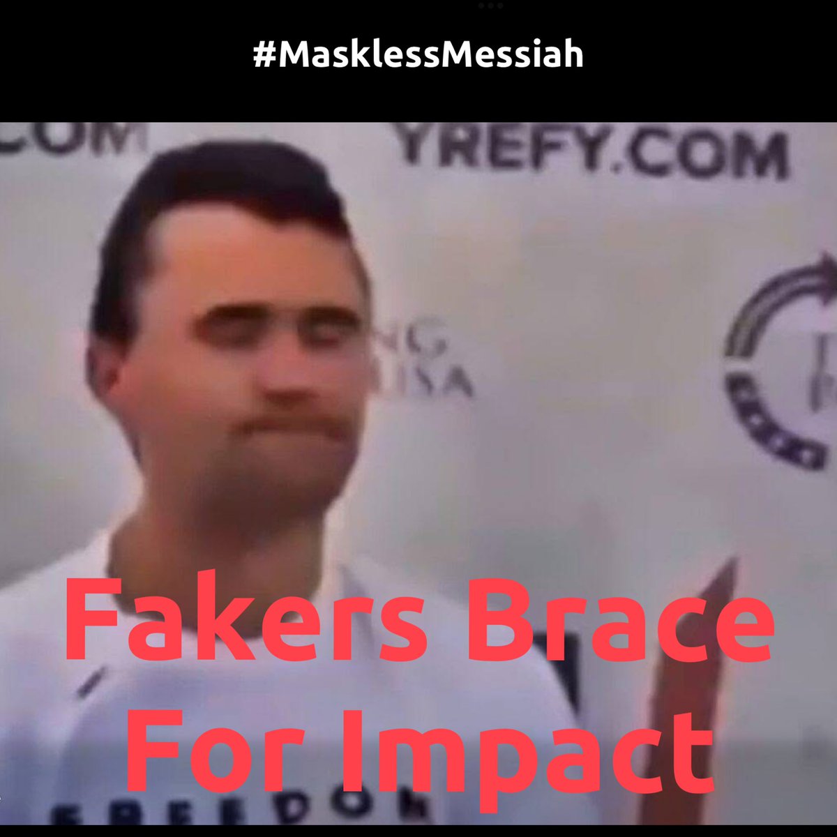 MasklessMessiah's tweet photo. Let’s use our thinking caps for this one, right @charliekirk11 ?? #CharlieKirk #Actor #Faker #Liar #Shill #US #Theater https://t.co/2bAayV53N4