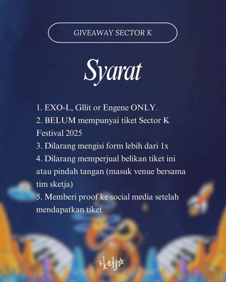 sketja's tweet image. GIVEAWAY 2 TIKET GREEN
SECTOR K FESTIVAL 
(ENHYPEN, SUHO EXO &amp;amp; ILLIT)

EXO-L, Gllit or Engene ONLY.
✨ Syarat &amp;amp; Ketentuan tertera di foto✨

‼️ Link GIVEAWAY ‼️
bit.ly/giveaway_secto…

Goodluck! 🤍