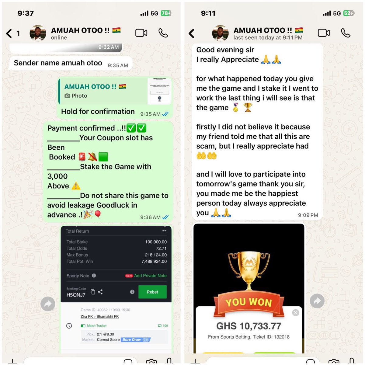 HERE IS A TESTIMONY FROM OUR GHANA CLIENT 🇬🇭✅🔥 THIS IS A CLEAR PROOF THAT WE ARE GIVING OUT LEGIT WINNING TIPS DAILY 💯🎯 DO NOT MISS OUT, JOIN NOW AND START CASHING OUT WITH US 🚀💵

GUYS DON’T MISS TODAY FIXED KINDLY INBOX 📥 LET MAKE A DEAL 🤝 👇👇

WA. +234 814 330 1441🤝✅