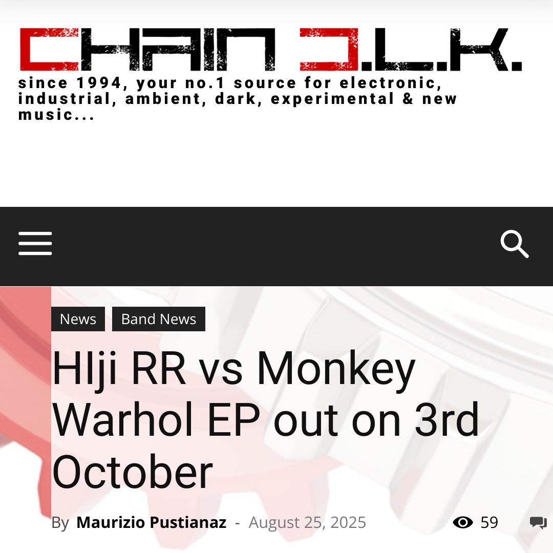 Thanks to <a href="/chaindlk/">Chain D.L.K.</a> for the mention! "HIji RR vs Monkey Warhol" is out October 3rd. Pre-save now: link in bio. #electronicmusic #electropop #synthpop #synthrock #synthmusic #technopop #newmusic <a href="/monkeywarhol/">Monkey Warhol</a>