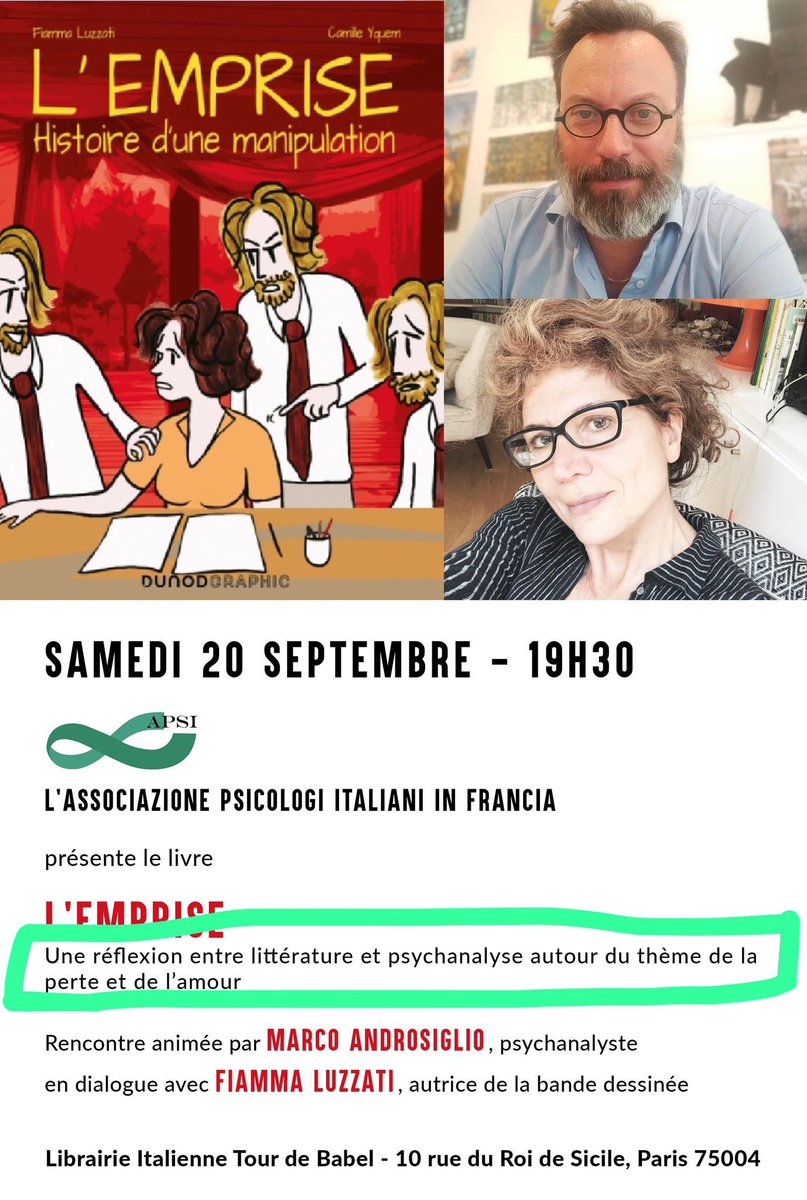 L'emprise ce soir à la Tour de Babel 75004 #psychologie #bookaddict #bd