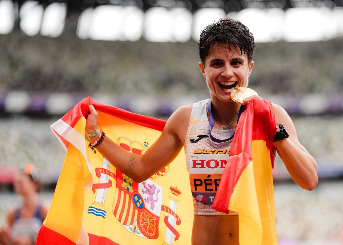 💥 ¡Lo ha vuelto a hacer! María Pérez, bicampeona del mundo en 2023 en los 35 y 20 Km marcha, ha repetido en Tokio y ya suma cuatro medallas de oro mundialistas. 🥇🥇🥇🥇 Enhorabuena, <a href="/garciaperezmari/">María Pérez OLY</a> 

<a href="/atletismoRFEA/">atletismoRFEA</a> <a href="/deportegob/">CSD</a> <a href="/COE_es/">Comité Olímpico Español</a> <a href="/iberdrola/">Iberdrola</a>