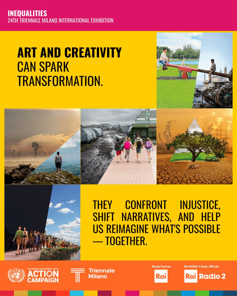 UN SDG Action Campaign (@sdgaction) on Twitter photo #Art and #creativity can spark #transformation.
They confront #injustice, shift #narratives, and help us #reimagine what's possible together.
Visit the Parallel Realities at the #TriennaleMilano #24thInternationalExhibition: sdgactioncampaign.org/parallel-reali… <a href="/ugurgallen/">Uğur Gallenkuş</a> #Art and #creativity can spark #transformation.
They confront #injustice, shift #narratives, and help us #reimagine what's possible together.
Visit the Parallel Realities at the #TriennaleMilano #24thInternationalExhibition: sdgactioncampaign.org/parallel-reali… <a href="/ugurgallen/">Uğur Gallenkuş</a>
