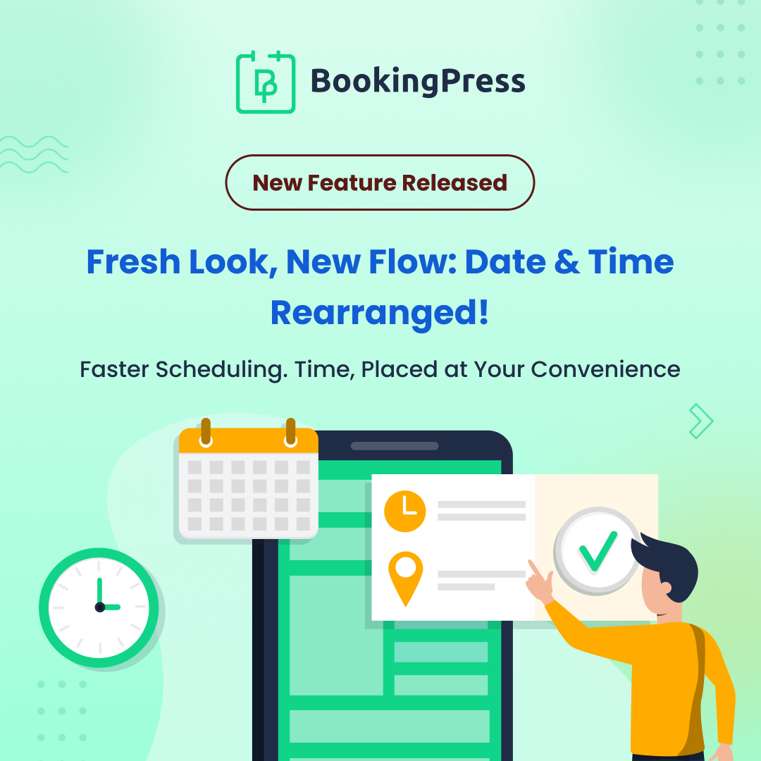 bookingpress's tweet image. 📢 New Update Released! 📢
BookingPress 4.5 brings more control to your booking process:
✨ Flexibility to rearrange your date & time step.
✔️ Fixed timeslot loading issue with edit appointment.
Update now & make booking smoother than ever!
#bookingpress #bookingsystem…
