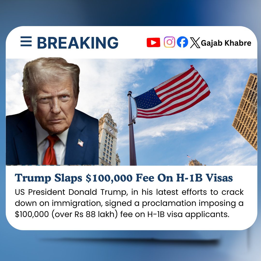 US President Donald Trump signed an executive order launching the “Gold Card” visa programme, aimed at fast-tracking visas for wealthy and highly skilled immigrants in exchange for significant fees.
#DonaldTrump #H1BVisa #USA #GajabKhabre