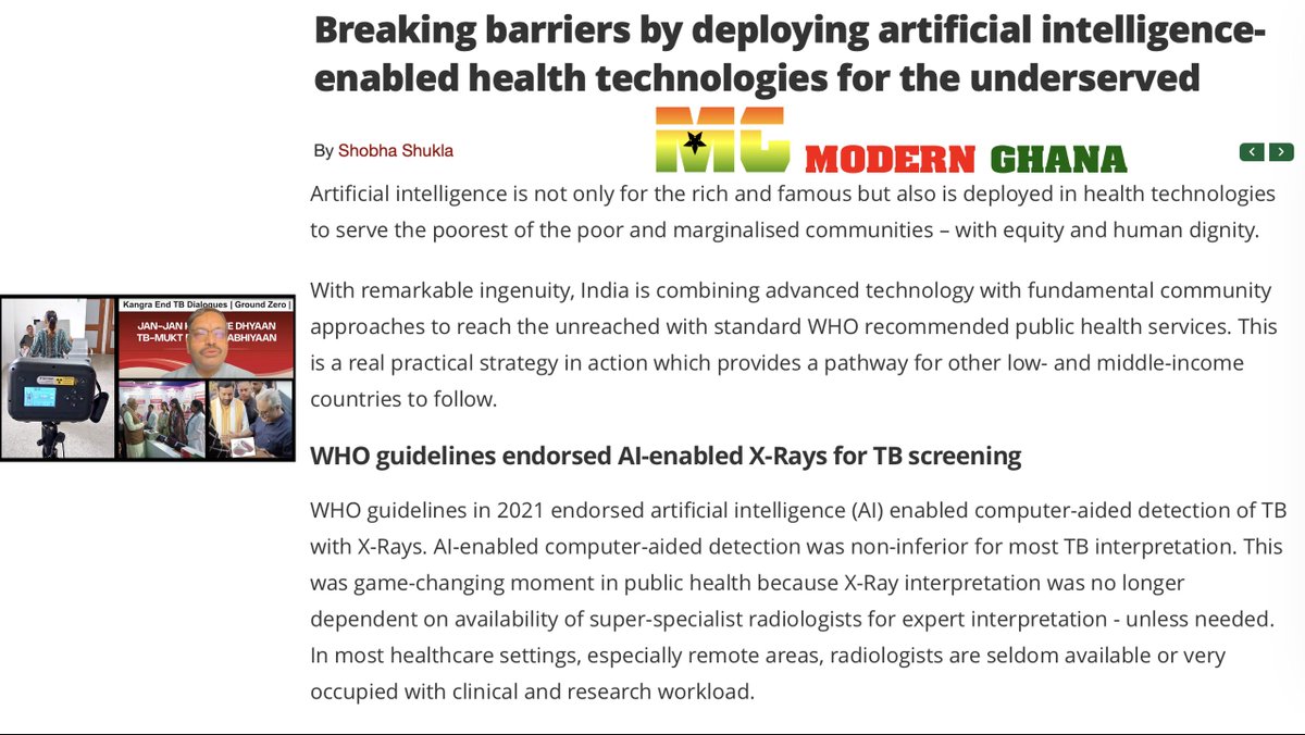 shobha1shukla's tweet image. #PublishedToday ✨#AI enabled & other #pointofcare diagnostics is serving the underserved
Insights: @DrRKSood
+
Haryana CM flags 9 vans w @iBreastExam of @UELifeSciences, #Truenat of @MolbioDx, #ProRad X-Rays
🟨Modern Ghana
modernghana.com/news/1433632/b…
🟧CNS
citizen-news.org/2025/09/breaki…