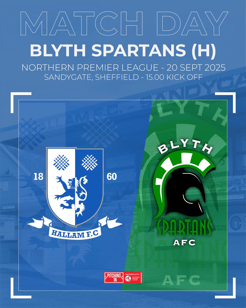 MATCHDAY 🏡💙

We’re back at home once again as we welcome <a href="/Blyth_Spartans/">Blyth Spartans</a> to Sandygate this afternoon, in what will be another big test for The Countrymen. 

New shirts and leisure wear to buy and pre-order, so please do go and see our merchandise team also! 

#HallamFC