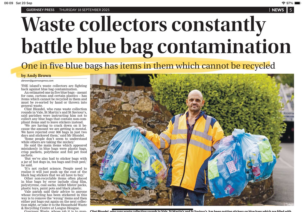 GuyPlummer34449's tweet image. Like most I suspect, Im supportive of #gsy recycling regime and proud of our recycling rate 

It’s been a few years now so it would be nice to know if Gsy being an examplar of best practice is, given competing island priorities, worth the money?