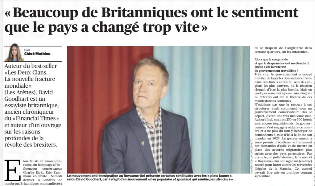 Interview with <a href="/David_Goodhart/">David Goodhart</a> in 'Le Figaro' on Thursday