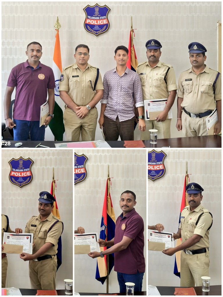 SP SIRCILLA (@spsircilla) on Twitter photo జిల్లాలో సైబర్ నేరాలపై ప్రజలకు అవగాహన కల్పించడం, మోసపూరిత ఆన్లైన్ కార్యకలాపాలను అరికట్టడం, తక్షణ చర్యల ద్వారా బాధితులకు న్యాయం చేయడం వంటి అంశాల్లో కృషి చేసిన సిబ్బందిని అభినందించి ప్రోత్సాహకాలు అందించడం జరిగింది.
<a href="/TelanganaCOPs/">Telangana Police</a>
<a href="/TGCyberBureau/">TGCyberBureau</a> జిల్లాలో సైబర్ నేరాలపై ప్రజలకు అవగాహన కల్పించడం, మోసపూరిత ఆన్లైన్ కార్యకలాపాలను అరికట్టడం, తక్షణ చర్యల ద్వారా బాధితులకు న్యాయం చేయడం వంటి అంశాల్లో కృషి చేసిన సిబ్బందిని అభినందించి ప్రోత్సాహకాలు అందించడం జరిగింది.
<a href="/TelanganaCOPs/">Telangana Police</a>
<a href="/TGCyberBureau/">TGCyberBureau</a>