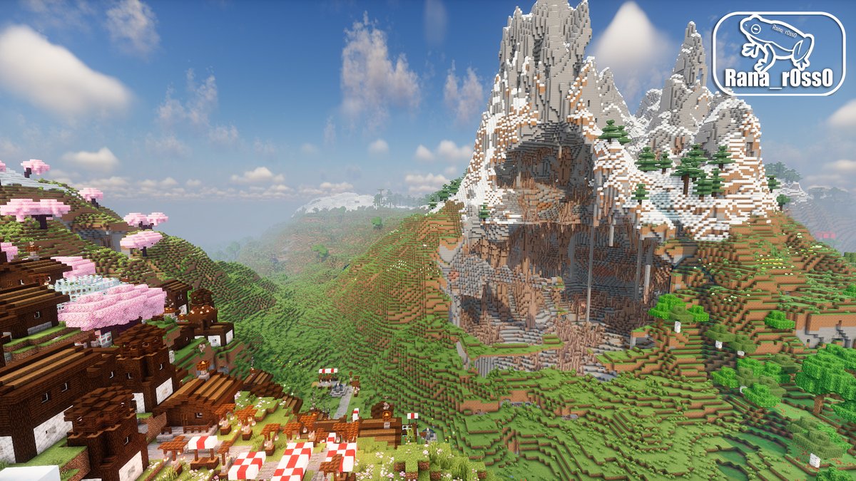 巨大な穴の山の麓におしゃれな街を作る新シリーズ始めました、まずは仮拠点
#Minecraft