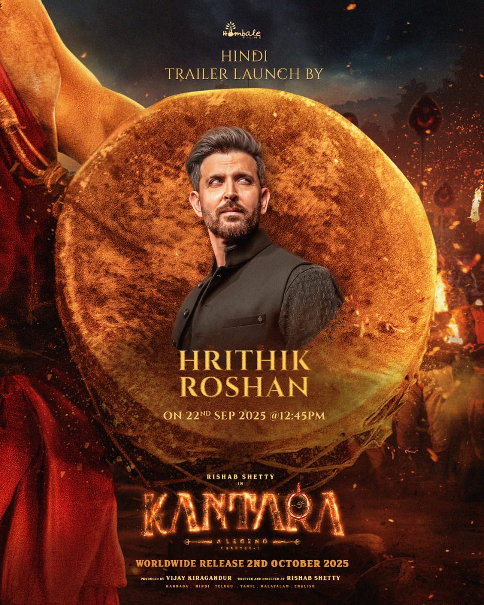 Escobar_113's tweet photo. Roshan has just unleashed the Hindi trailer of  Kantara 
This is very exciting and Blasting news 
    #KantaraxHrithikxRishab https://t.co/zb7zvxeBgI