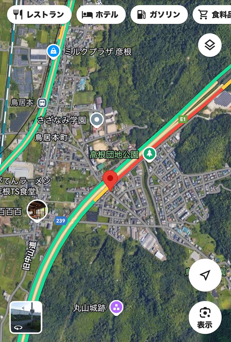 corapiston's tweet photo. 名神高速道路、大阪方面行き、彦根の少し手前で、10-15分ほどの事故渋滞　#disaster_hassai #名神高速道路　#彦根 https://t.co/WFNTIGb8oD