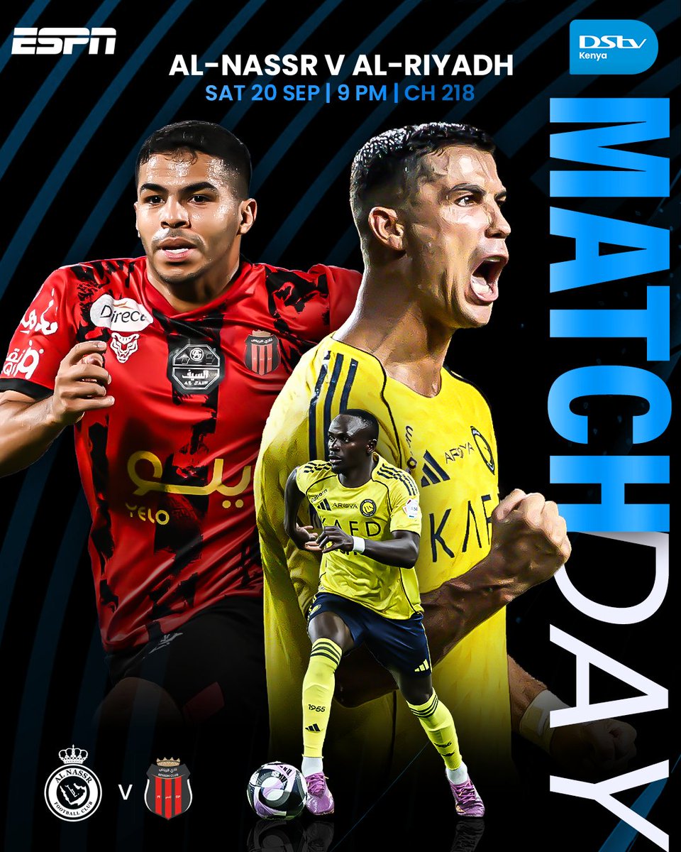 DStv_Kenya's tweet photo. The #SaudiProLeague is bringing the HEAT tonight #AlNassr vs #AlRiyadh in the ultimate clash🔥🔥⚽
✅ #AlNassr vs #AlRiyadh On ESPN | @ 9Pm | Ch. 218
To Stream 📲 https://t.co/vot661xUro
#ALLtheFootballonDStv #SaudiProLeague #Ronaldo #LiveGameOn #SPLHeat #RonaldoLive #FootballReloaded #LiveFromSaudi