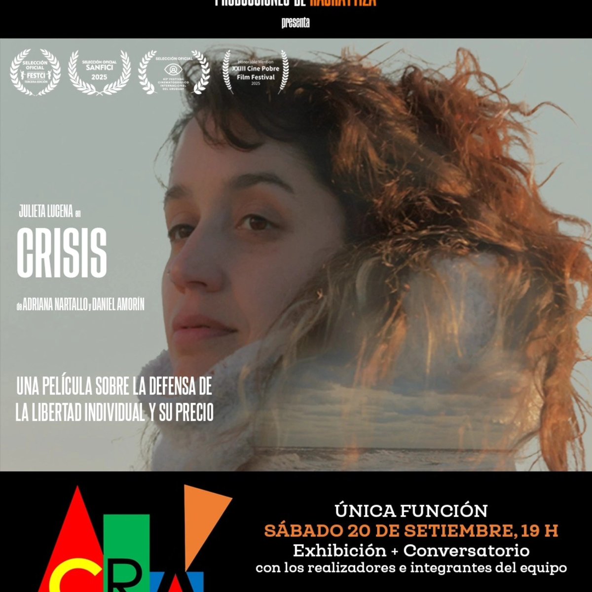 📽Cine Foro en La Floresta
Este sábado se exhibe la película uruguaya Crisis, que se viene presentando en Uruguay y Argentina.
Además hay conversatorio con realizadores y el equipo.
🗓Sábado 20, 19 hs.
📍Espacio CRA
Reservas👉095084301
#CanelonesAvanzaConTurismo
#LaFloresta #Cine