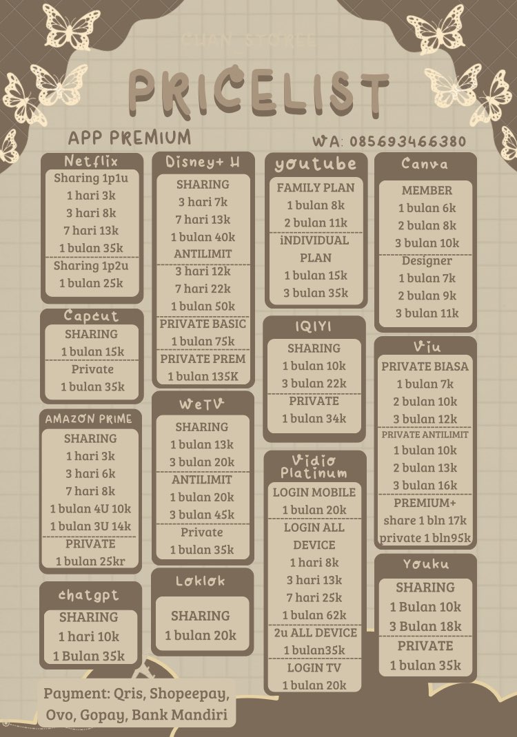 fsr wa| testi 1k jual netflix viu disney + robux tweet media