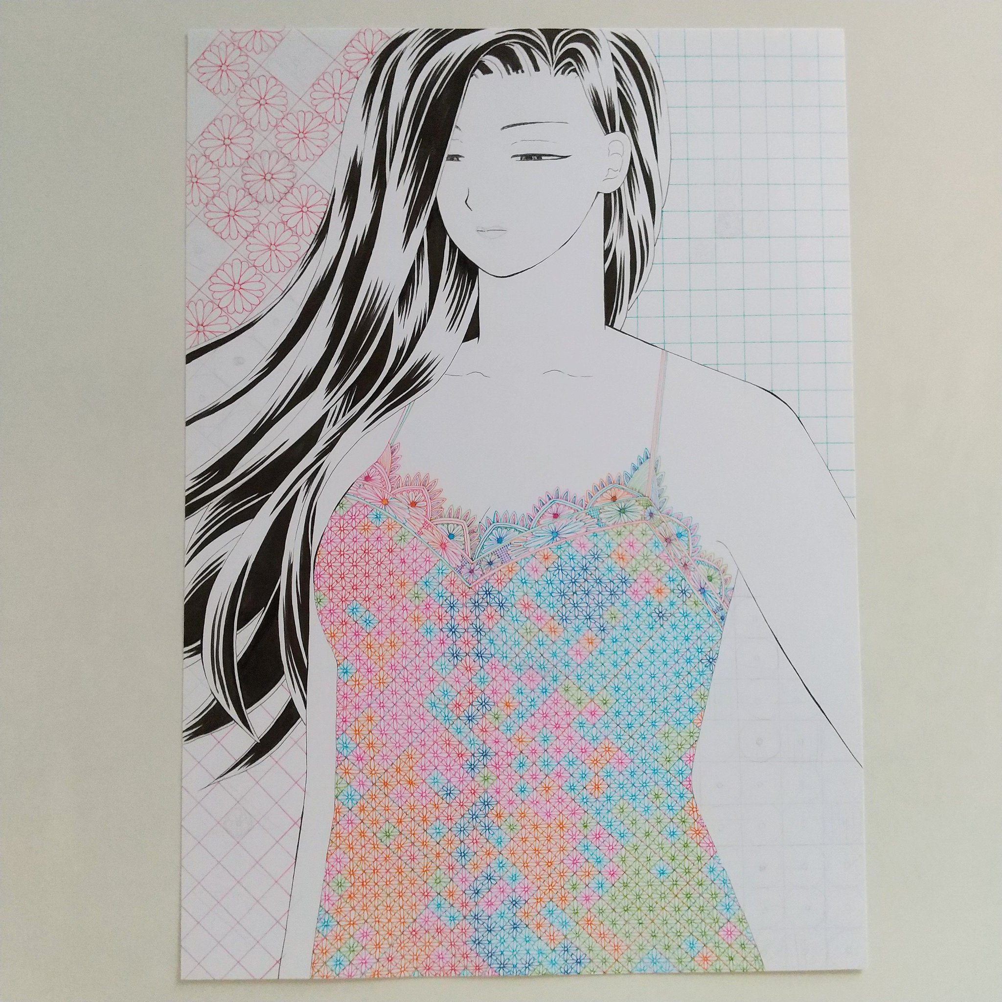 オリジナル手描きアナログイラスト 20 drawing #イラスト#illustration#色紙#アナログ#鉛筆