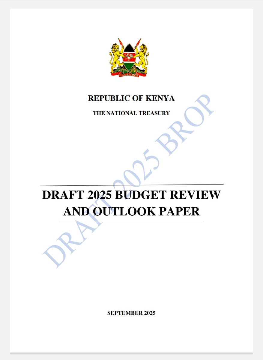 AmbokoJH's tweet image. The Draft Budget Review &amp;amp; Outlook Paper 2025 is out. 

National Treasury is inviting comments by Sep 25th. Too short a window in my view. 

What are we seeing here?

1. National Treasury is now setting the 2025/26 expenditure at Kes 4.269 trillion. The baseline budget had it at…