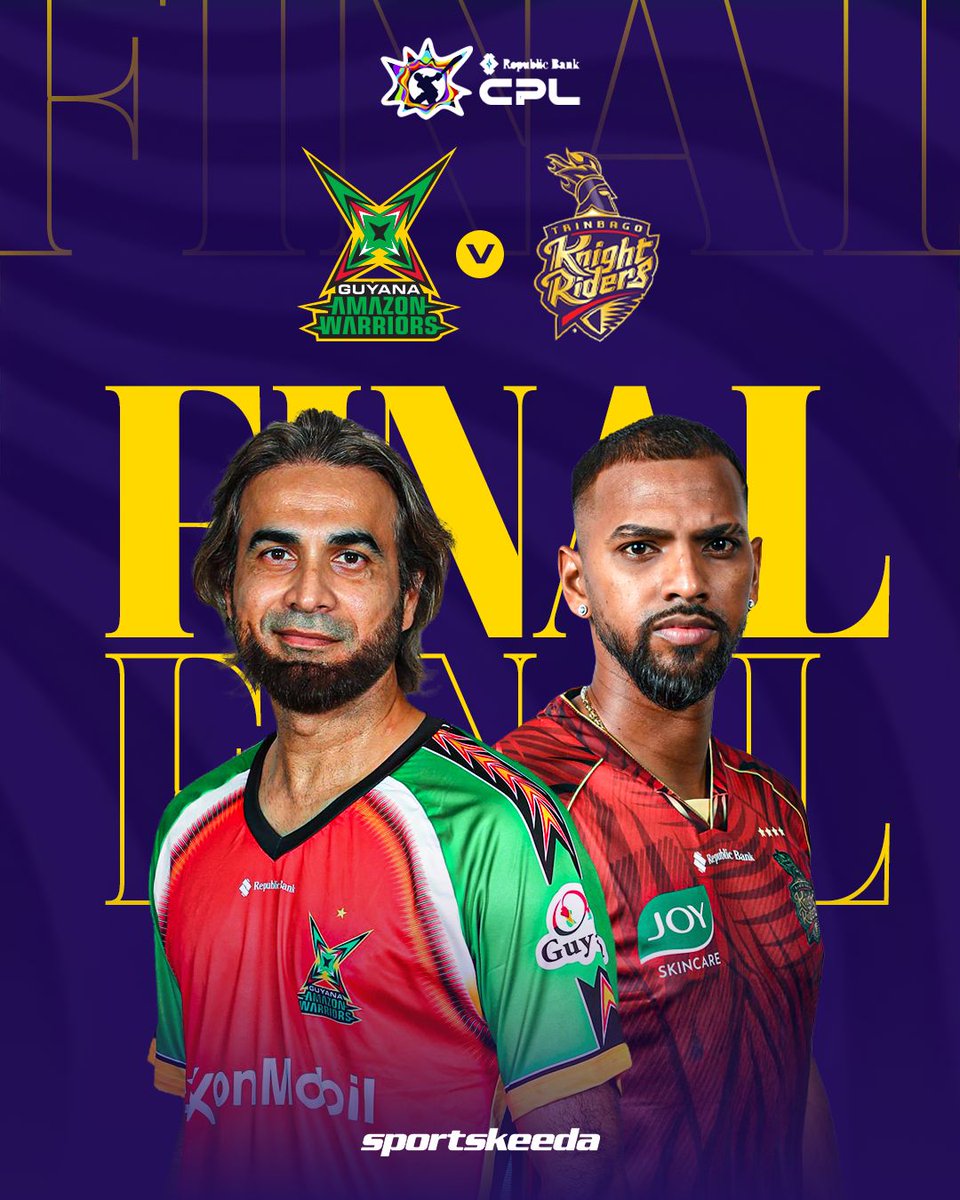 Sportskeeda's tweet image. 🚨 CPL 2025 FINAL 🚨

Guyana Amazon Warriors take on Trinbago Knight Riders in the Caribbean Premier League 2025 final on September 22nd. 🔥

Who will win the final? 👀

#Cricket #TKR #GAW #CPL2025