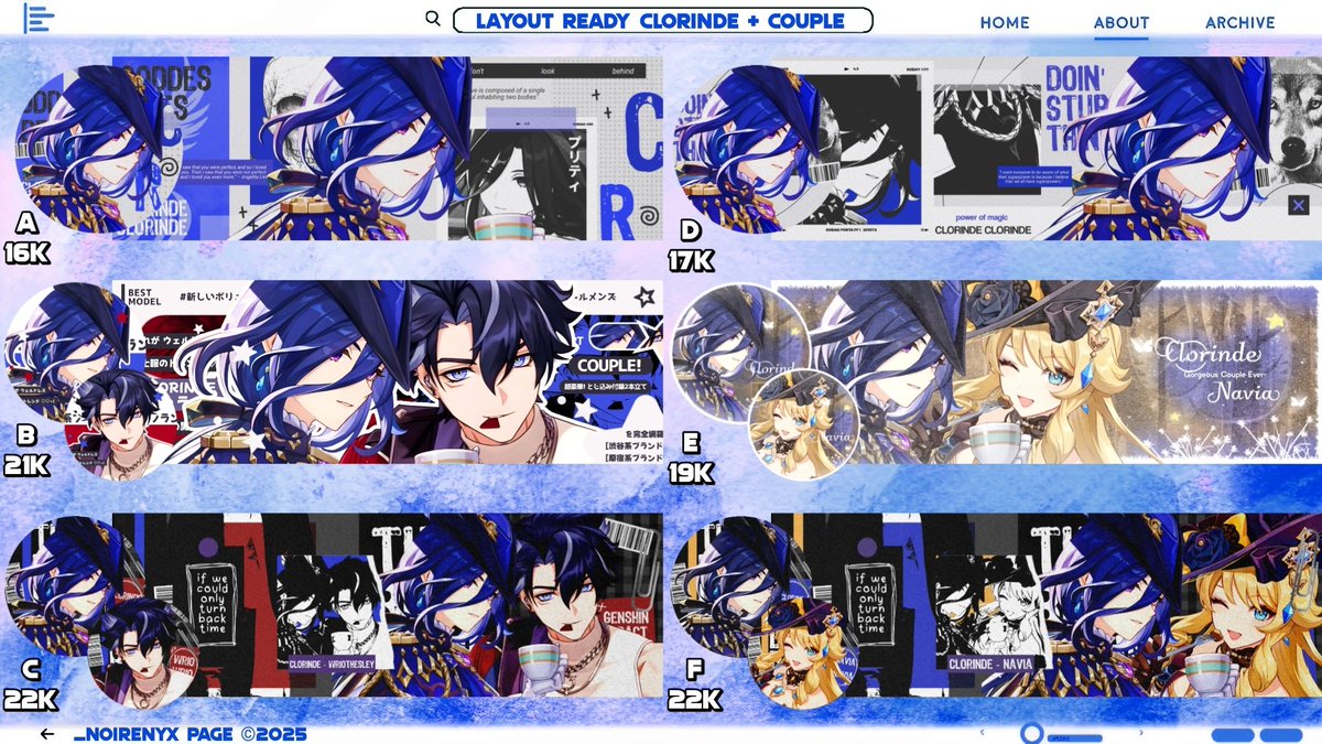 A retweet or like, anyone?

Hallo saya ada layout ready new art clorinde + couple (wriothesley - clorinde &amp; clorinde - navia)

Start 16K ㅡ 22K (for more information check ALT ya)! Yuk yang mau jajan bisa banget langsung dm ya 🙌

t. genshin impek 2D
💵 all e-wallet
#zonauang