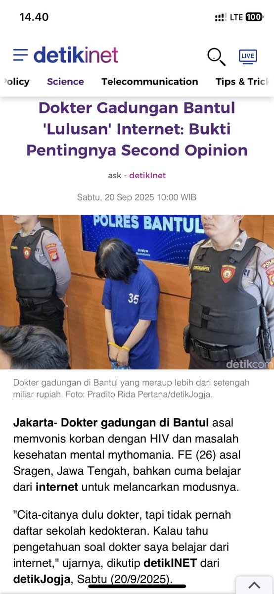 Penting untuk teman-teman semua tahu dan kenali dokter &amp; tenaga kesehatan yang melayaninya ini siapa, lulusan mana, dll track recordnya (penelitian, prestasi, publikasi, dst).

-terutamanya para pemilik &amp; pengelola fasilitas kesehatan-

Hati-hati sama penipu modal gelar &amp; ijazah.