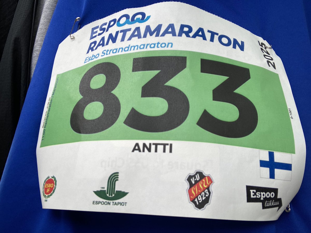 Lähtö on reilun tunnin päästä. Matka: 42,195 km. Reitti: Espoon Rantaraitti eli Via Dolorosa.