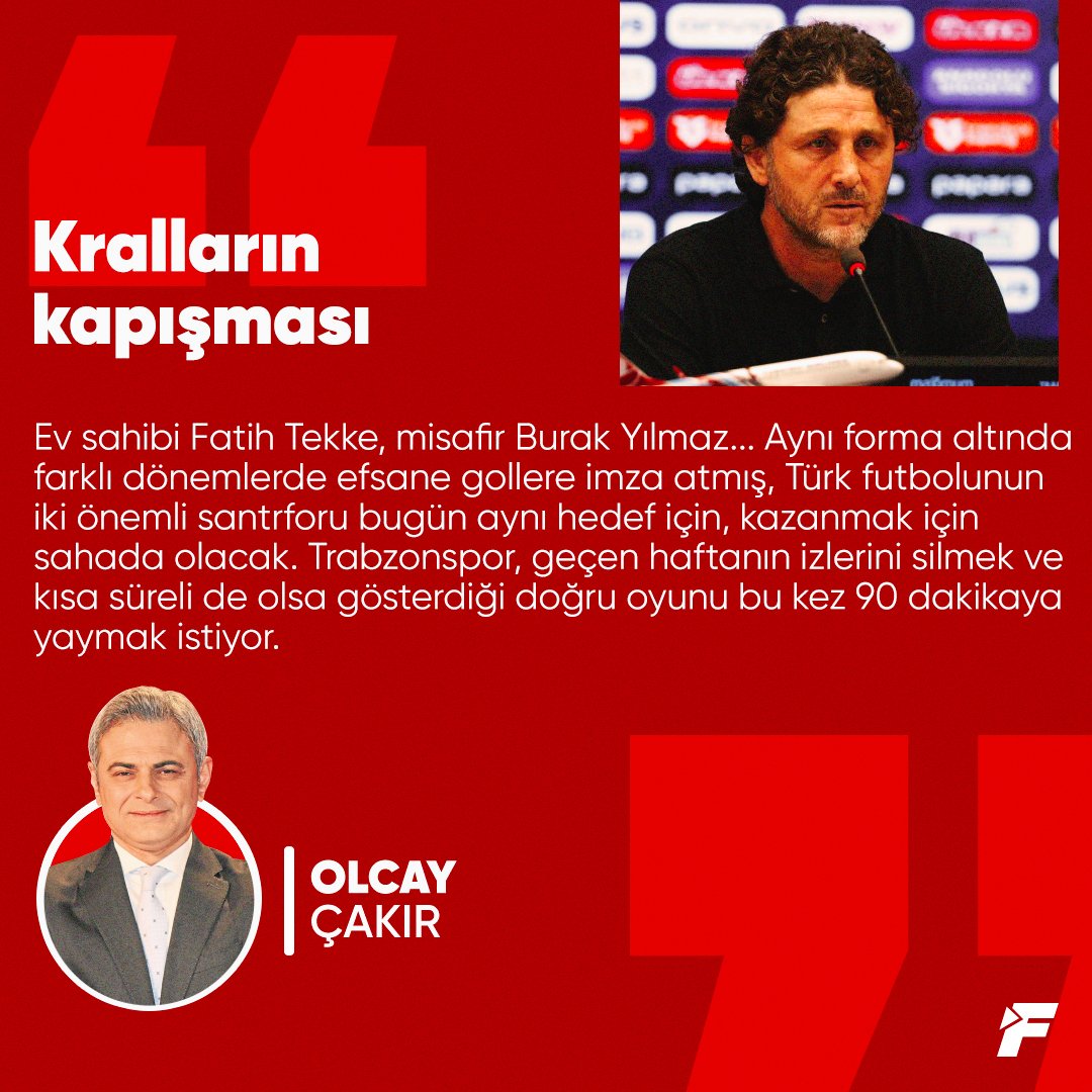 Fanatik (@fanatikcomtr) on Twitter photo ✍️ <a href="/OlcayCakirr/">OLCAY ÇAKIR</a>: Trabzonspor geçen hafta oyunun ilk 20 dakikasında ve son 10 dakikasında çok şey anlattı. O gözle bakıldığında bugün geçen haftanın taçlanma maçı olabilir. Yine Onuachu’dan gol bekliyorum.
🔗 bit.ly/47N8wMr ✍️ <a href="/OlcayCakirr/">OLCAY ÇAKIR</a>: Trabzonspor geçen hafta oyunun ilk 20 dakikasında ve son 10 dakikasında çok şey anlattı. O gözle bakıldığında bugün geçen haftanın taçlanma maçı olabilir. Yine Onuachu’dan gol bekliyorum.
🔗 bit.ly/47N8wMr