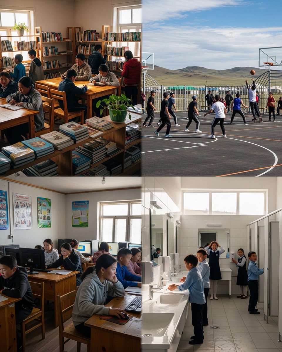 Сумандаа хийж болох хамгийн хэрэгтэй зүйлс:
1. Номын сан
2. Спортын талбай
3. Интернет кафе
4. Сургууль, дотуур байрны ариун цэврийн өрөө