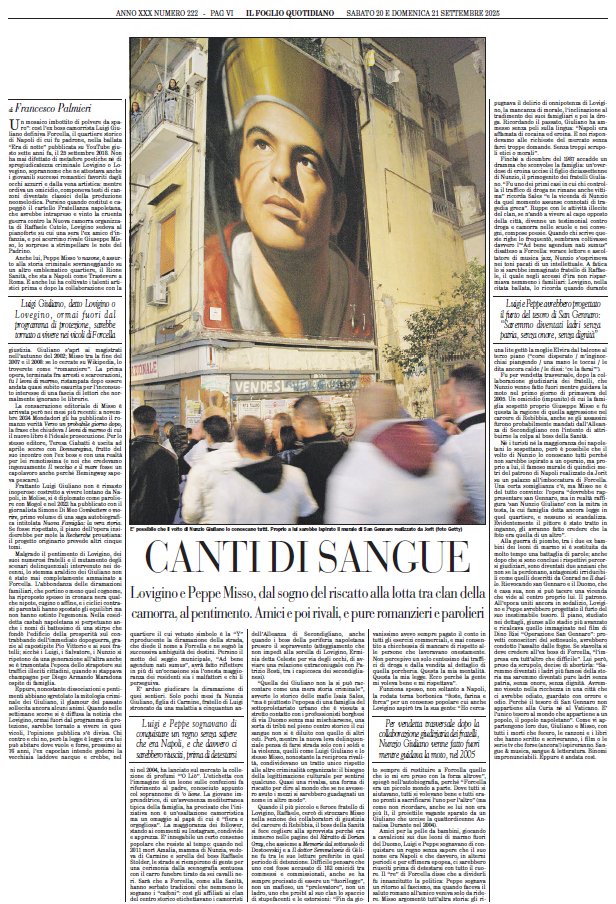 Lovigino e Peppe Misso, dal sogno del riscatto alla lotta tra clan della camorra, al pentimento. Amici e poi rivali, e pure romanzieri e parolieri. L'articolo di Francesco Palmieri è nel Foglio del weekend
edicoladigitale.ilfoglio.it