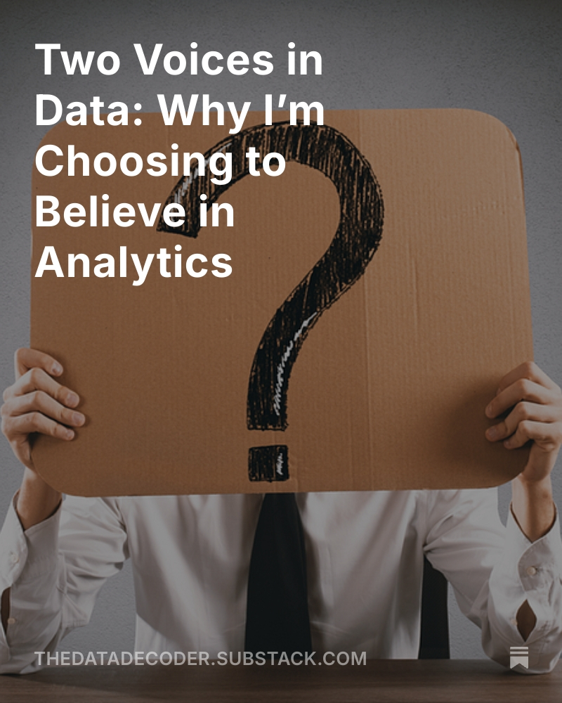 datageek66's tweet image. My honest take: thedatadecoder.substack.com/p/two-voices-i…

#DataAnalyics #AI #Automation