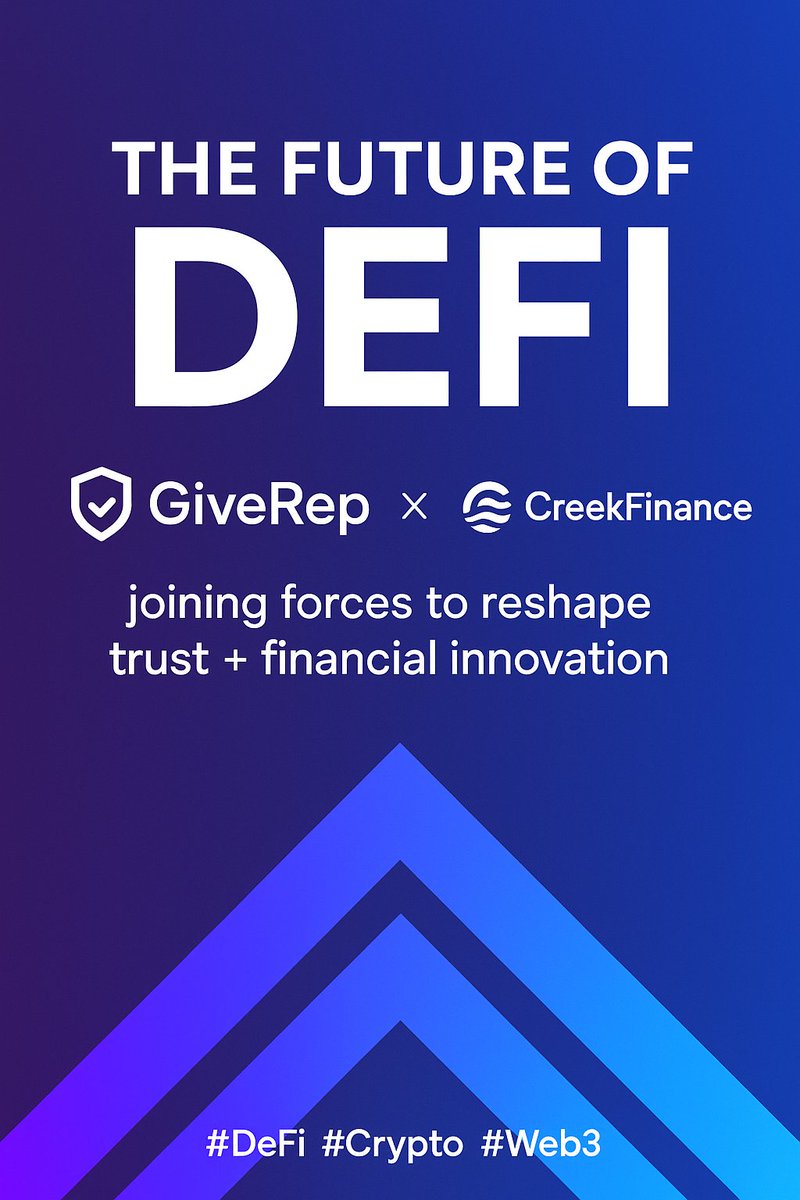 vahed4211's tweet photo. π Innovation meets trust.
@GiveRep x @CreekFinance are building the foundation for the next generation of DeFi.
β¨ Reputation, transparency & capital efficiency in one ecosystem.
#GiveRep #Rep #blastdotfun #creekfinance #Web3 #Sui https://t.co/DJopdZDs0E
