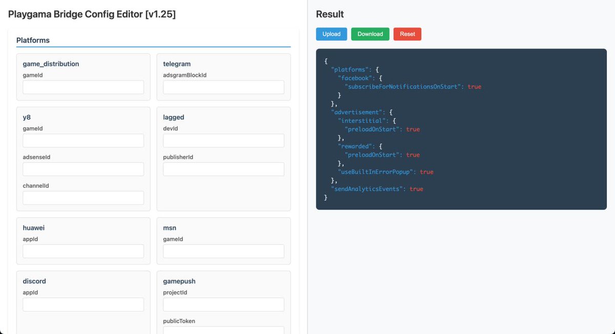 Do you use AI?

In just an hour, I vibe-coded an editor for the <a href="/PlaygamaCom/">Playgama</a> Bridge config:
playgama.github.io/bridge-config-…

It’s such a thrill when the result comes together this fast. If you haven’t tried working with AI yet — now's the perfect time to start.